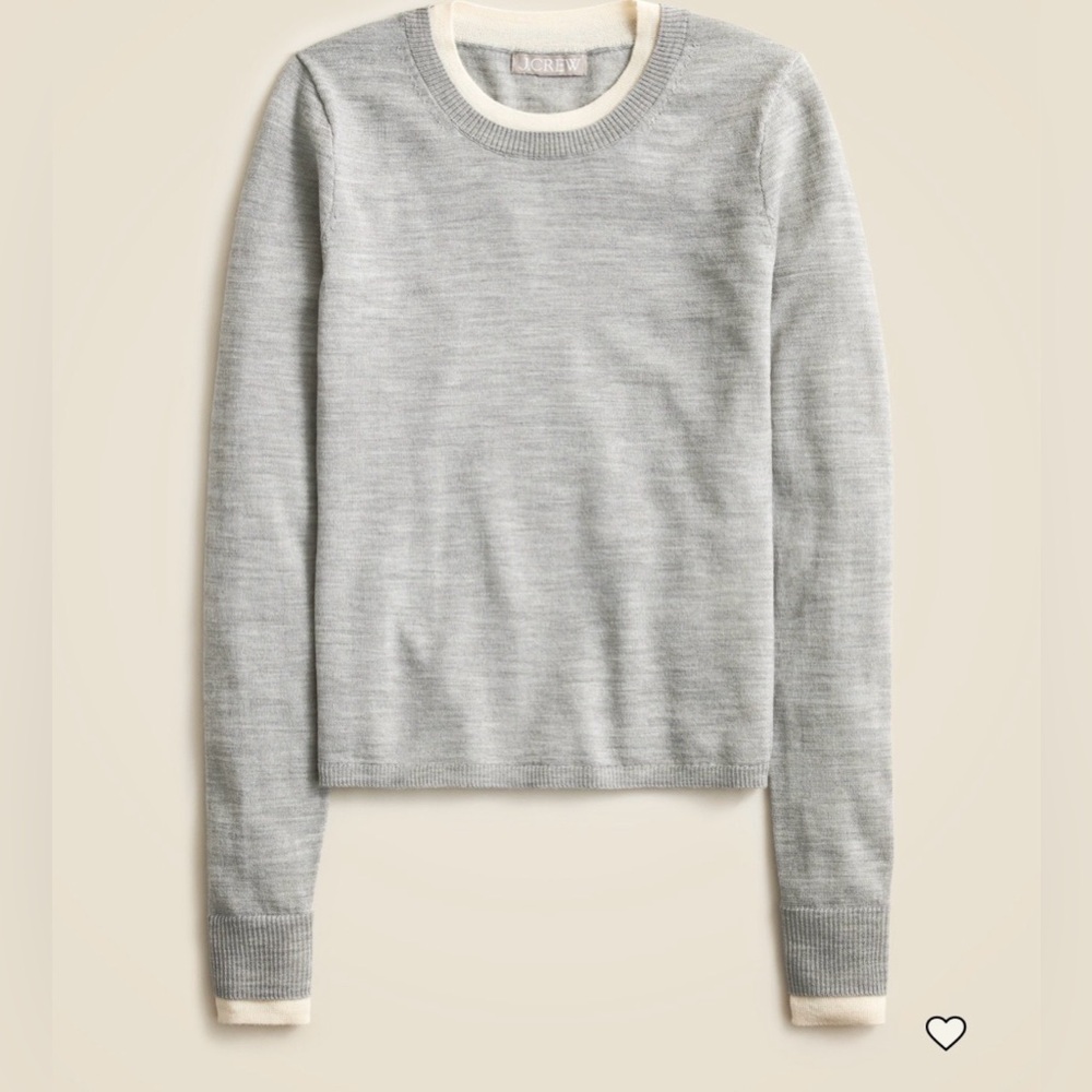 NWT J.Crew Carolyn layered crewneck sweater in merino wool/ Heather Grey Muslin